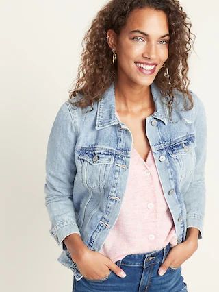 Distressed Jean Jacket For Women | Old Navy (US)