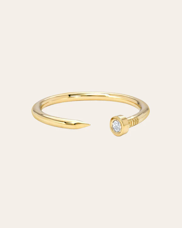 Diamond Nail Cuff Ring | Zoe Lev Jewelry