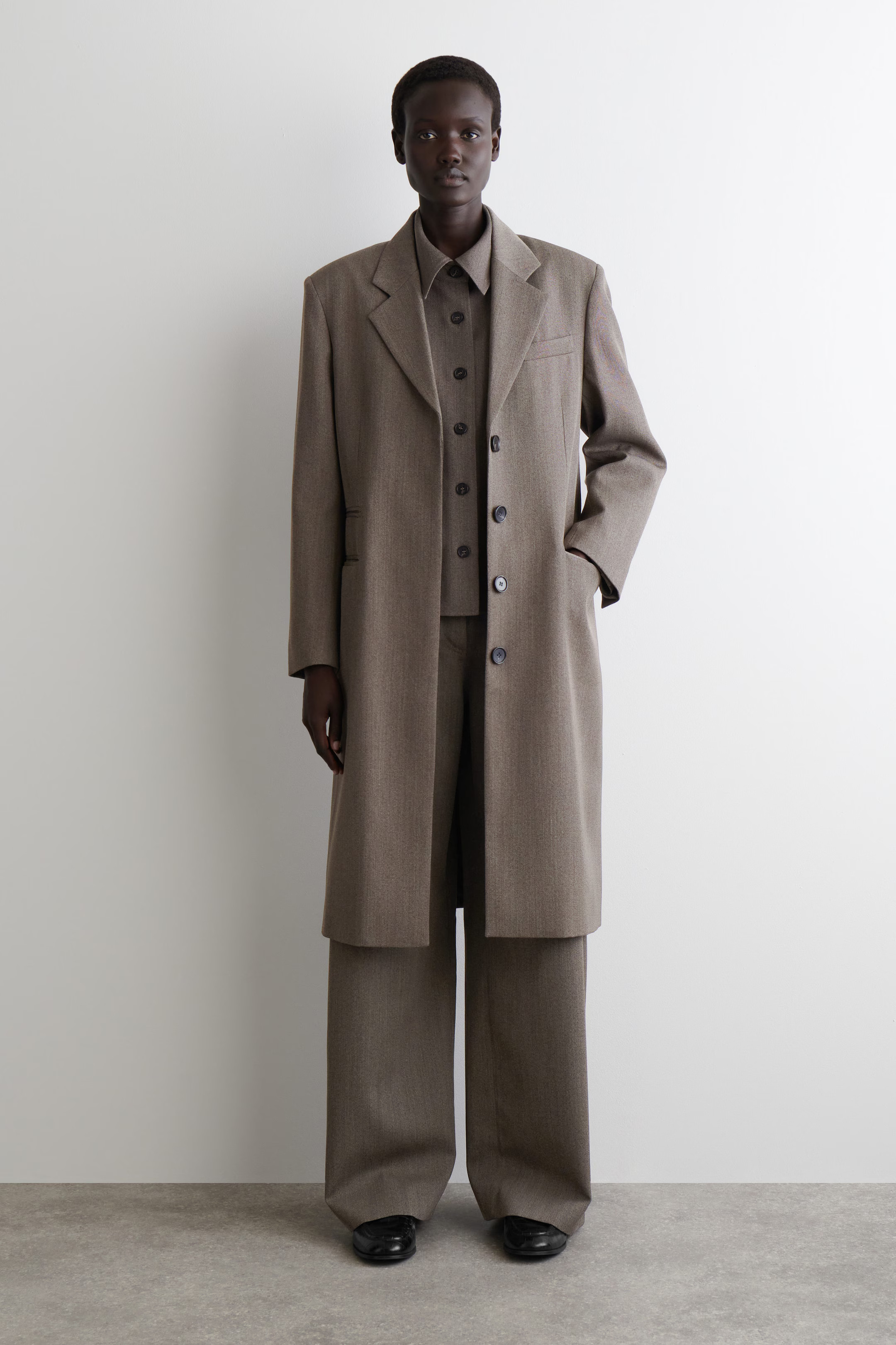REGULAR WOOL-BLEND WIDE-LEG TROUSERS - BROWN MÉLANGE | COS IE | COS (EU)
