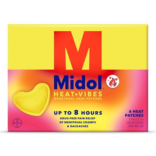 Midol Heat Vibes Menstrual Pain Relief Heat Patches - 6 Count Pack for Period Cramps and Backache | Amazon (US)