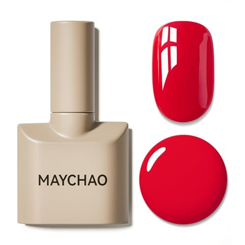 MAYCHAO 15ML Neon Red Gel Nail Polish 1Pc Bright Red Gel Polish Soak Off UV LED Nail Polish Nail Art Starter Manicure Salon DIY at Home, 0.5 OZ | Amazon (US)
