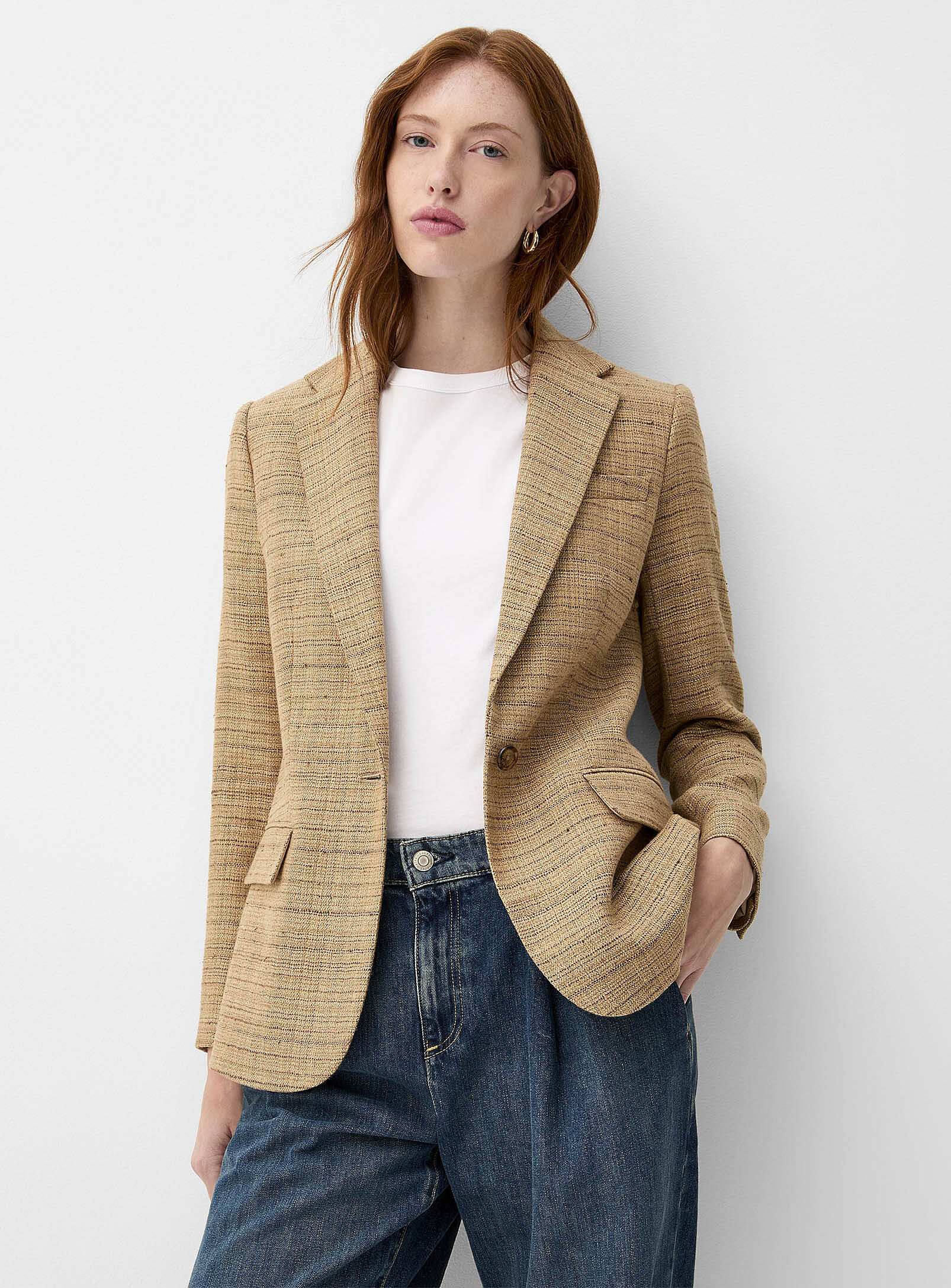 Lauren Ralph Lauren - Single-breasted linen-blend blazer (Women, Brown, 6) | Simons