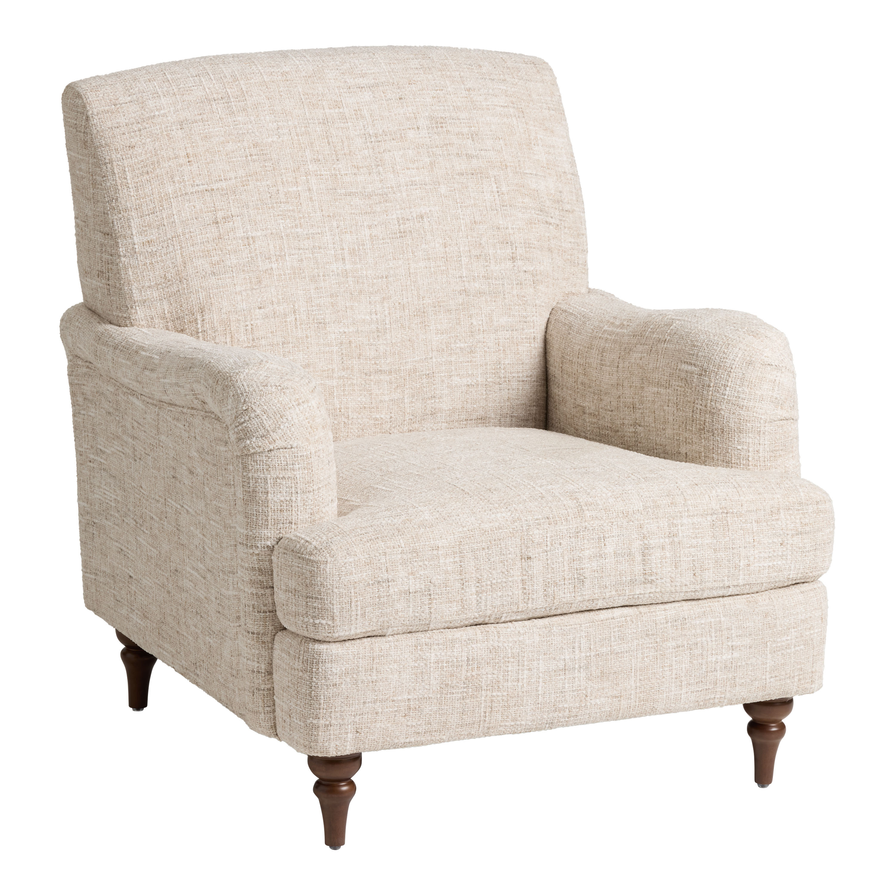 Blair Natural Chenille Tweed Roll Arm Upholstered Chair | World Market