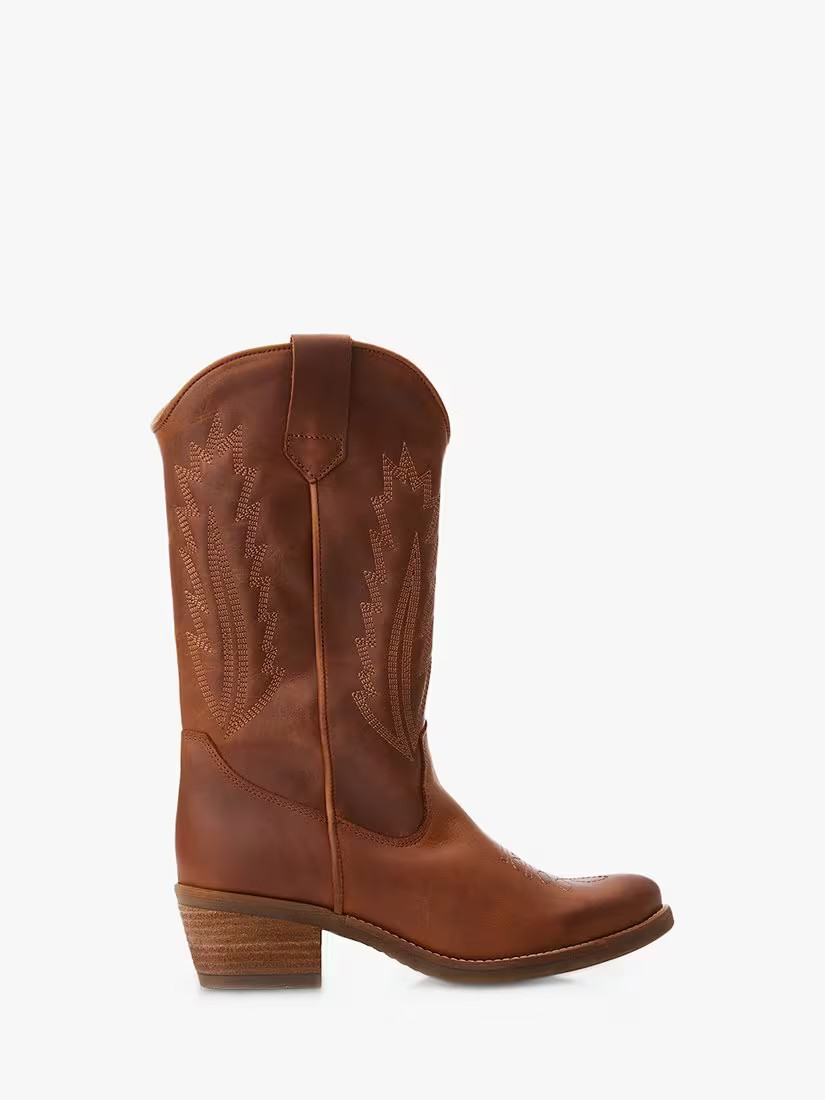 Moda in PelleFanntine Leather Cowboy Boots, Taupe | John Lewis (UK)