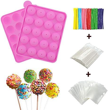 BPA Free Silicone Cake Pop Mold, Ball Shaped Mold with 100 Treat sticks+100 Parcel Bags+100 Color... | Amazon (US)