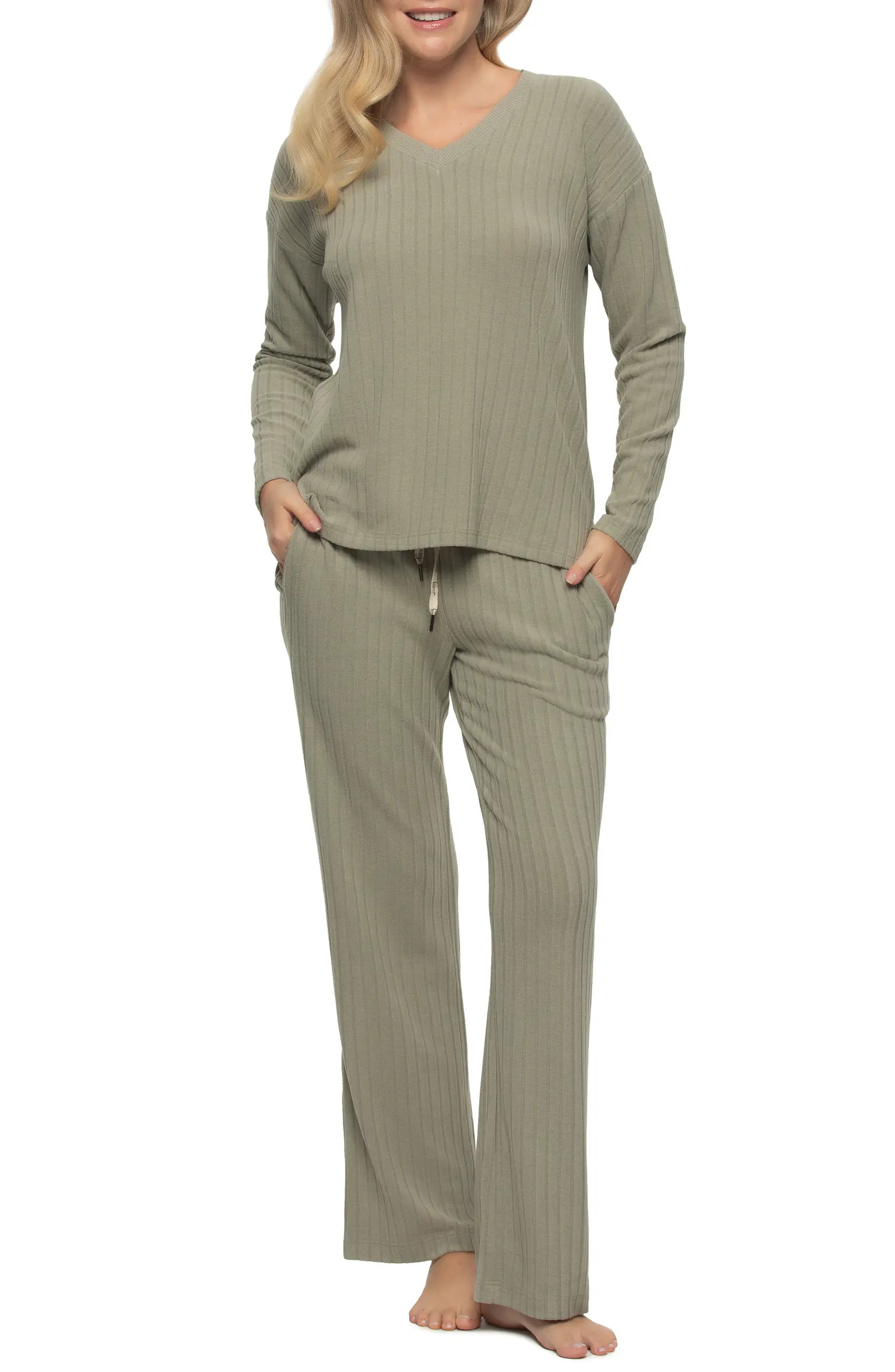 Serena Long Sleeve Rib Knit Pajamas | Nordstrom