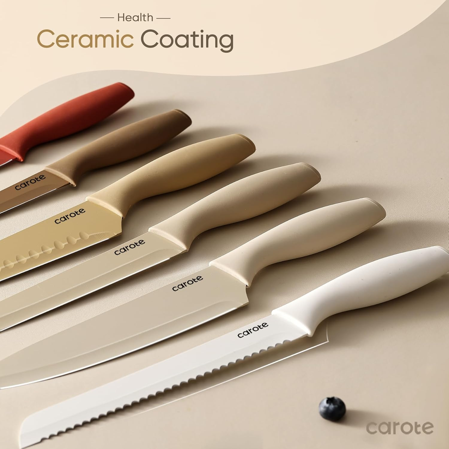 CAROTE COOTE Kitchen Knife Set, Stainless Steel Knife Set with Non-Stick Ceramic Coating, Dishwas... | Amazon (CA)