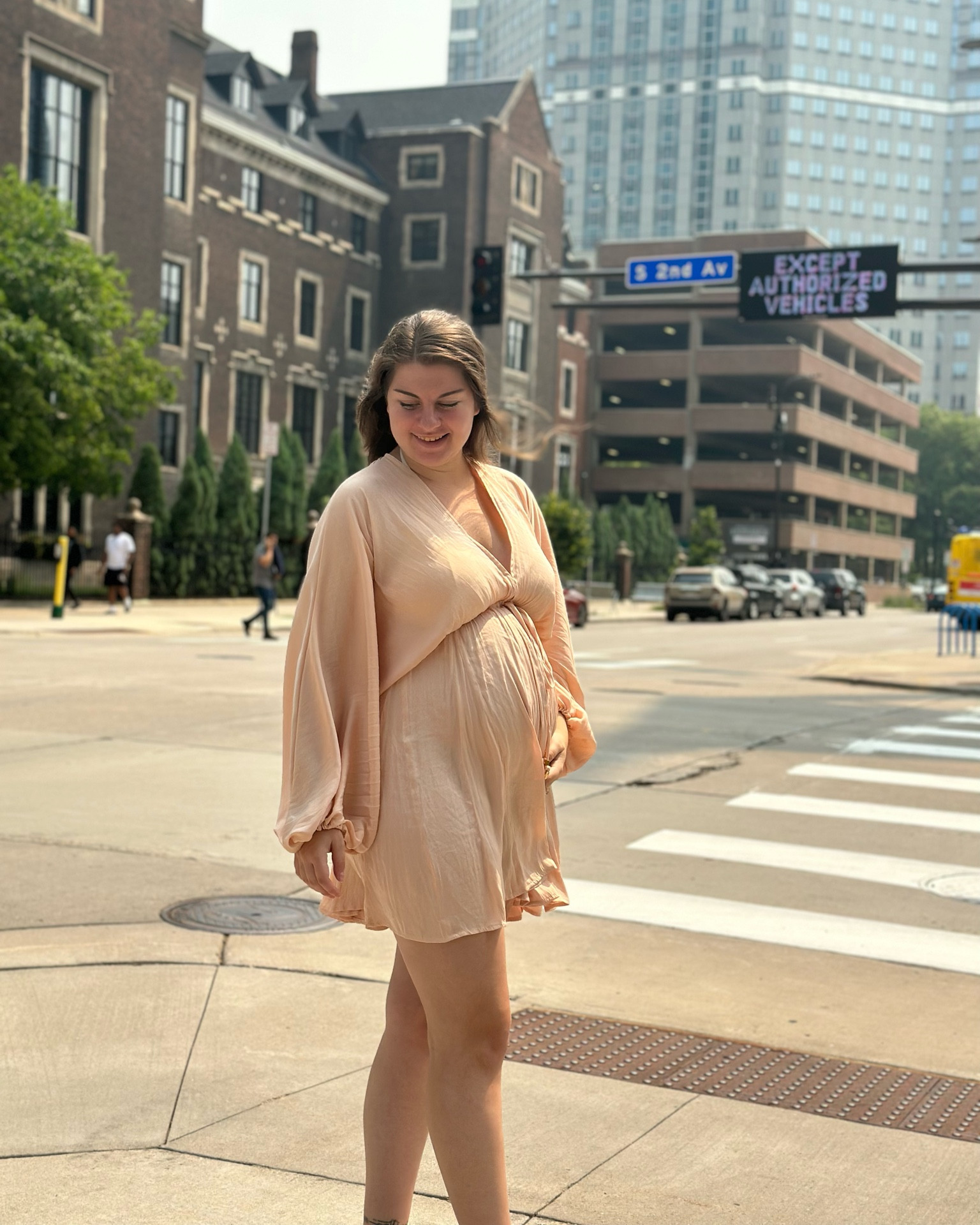 Maternity dress, bump friendly dress, pregnancy style, maternity outfit ideas, bump friendly outfits, beige dress, aesthetic style, free people dress, tan dress

#LTKbump #LTKSeasonal