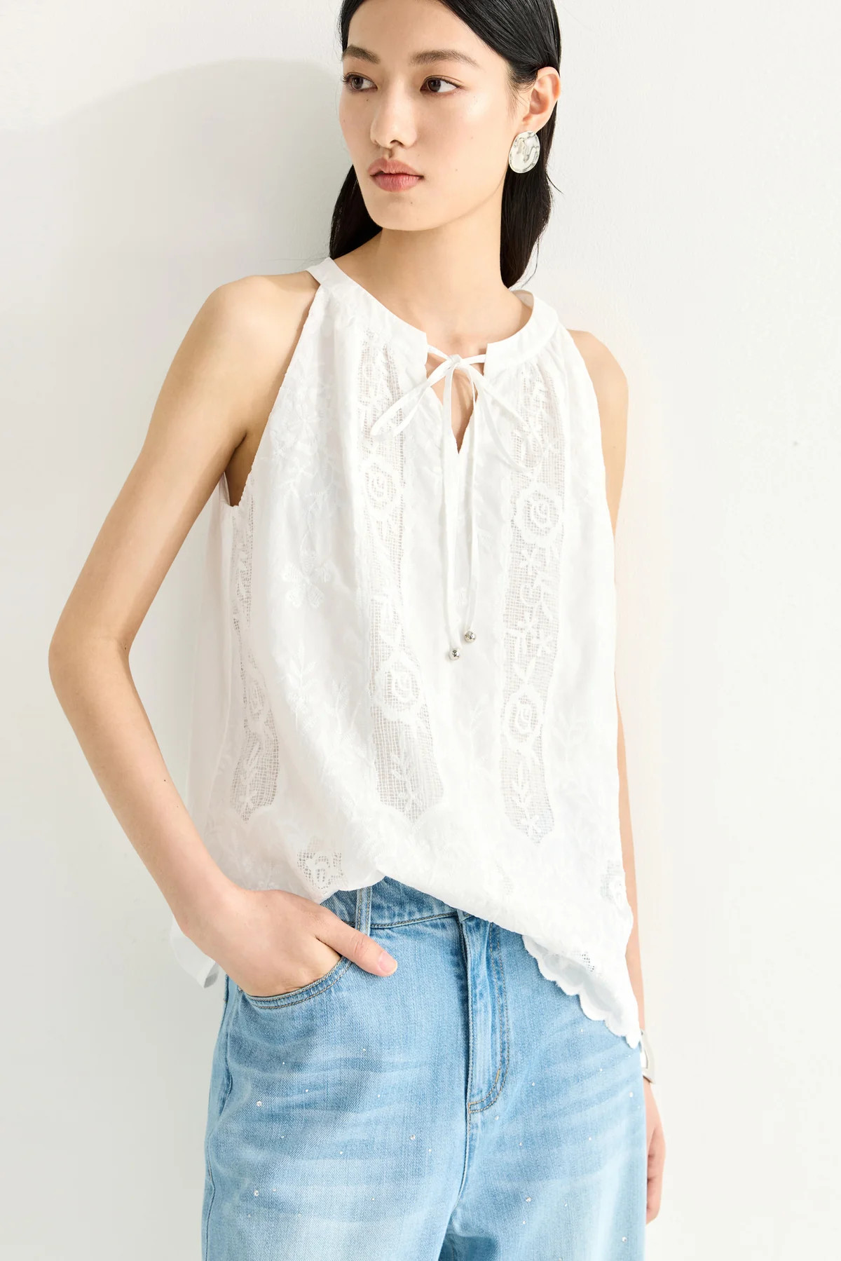 LILY Cotton Lace-Embroidered Tank Top | LILY Studio