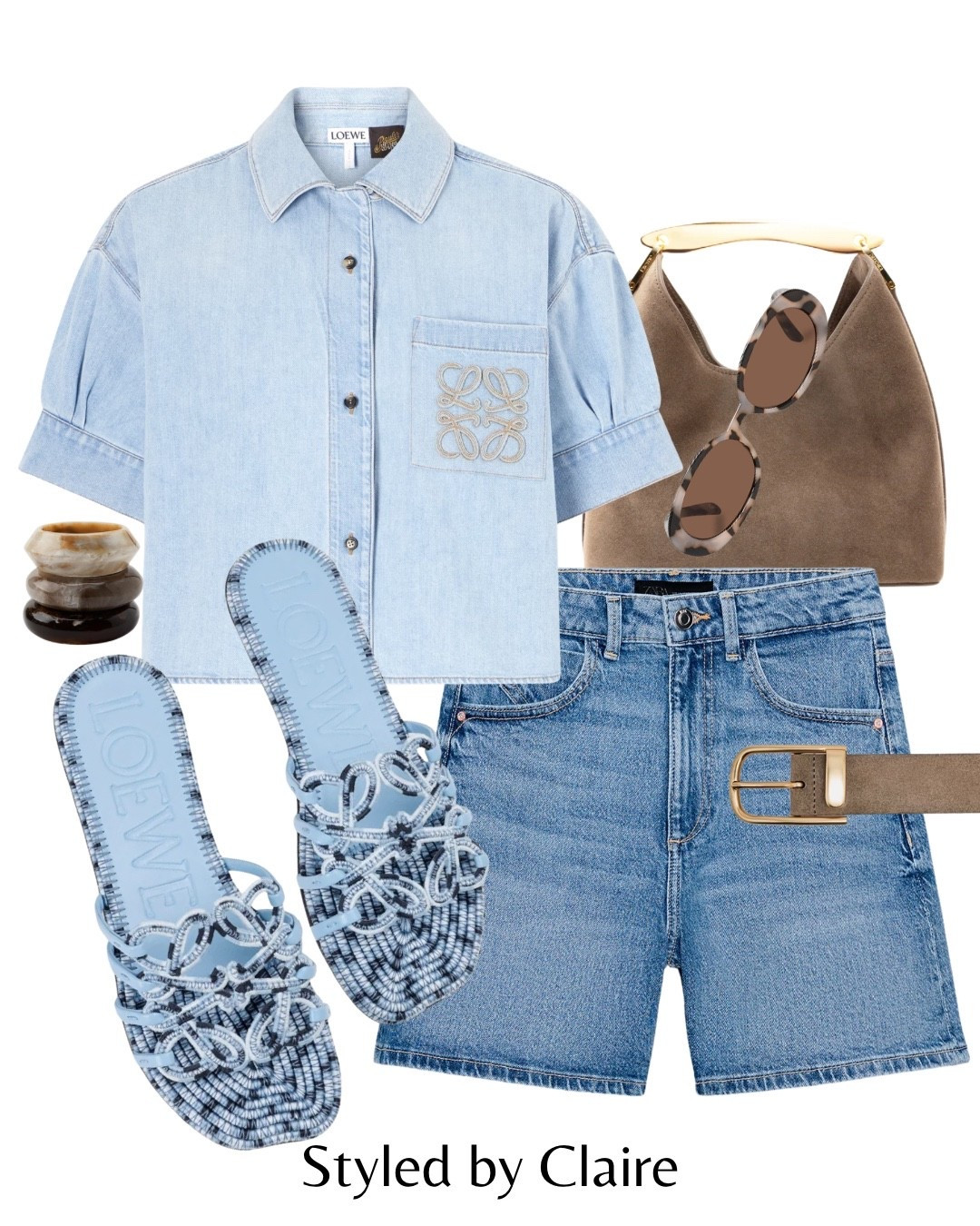 NEW IN LOEWE🦋
Tags: denim shirt logo anagram sandals floral flower petal baby blue shorts Zara mom style suede bag Elleme shoulder belt gold hardware detail resin bracelets sunglasses taupe neutral spring summer fashion outfit inspo ideas chic women’s style capsule wardrobe city break Paul’s Ibiza collection ootd trending style

#LTKstyletip #LTKspring #LTKsummer