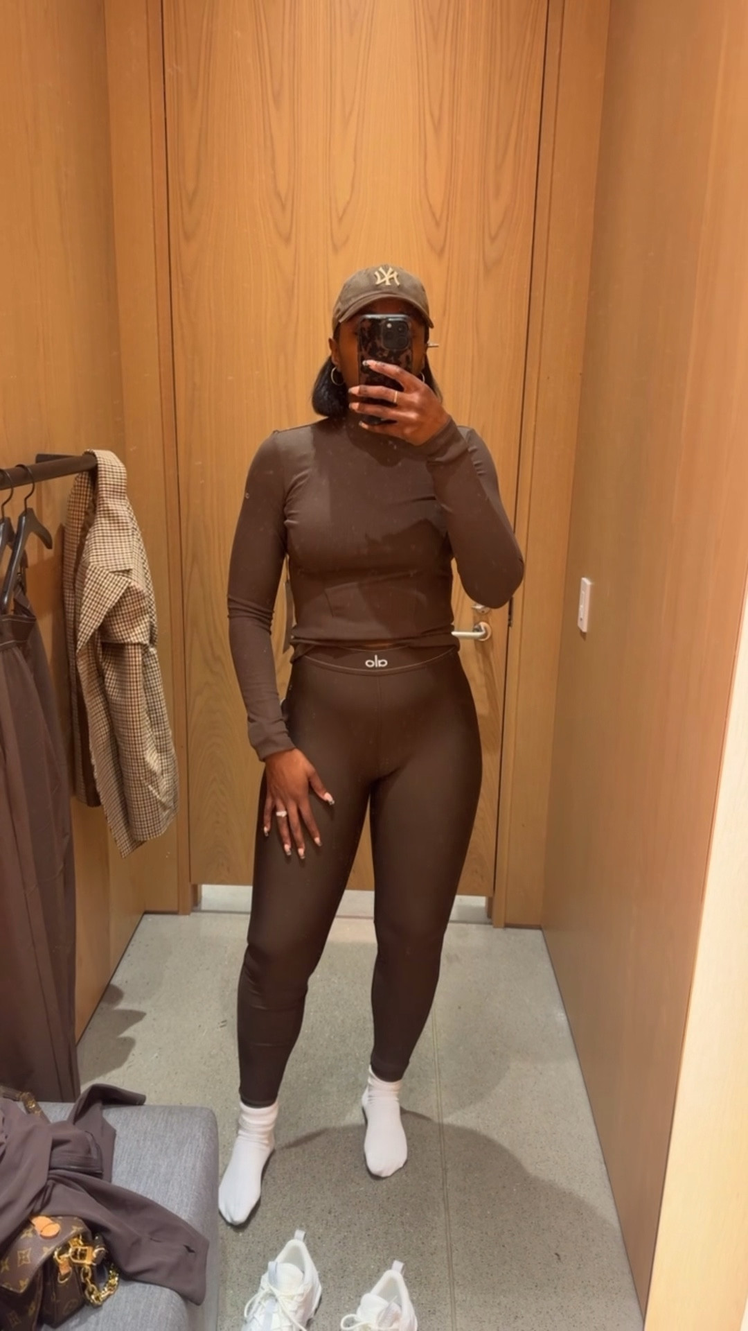 Wearing a size large in the leggings and medium in the top