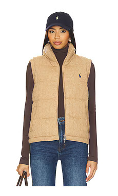 Polo Ralph Lauren Cable Knit Wool Cashmere Quilted Vest in Collection Camel Melange from Revolve.... | Revolve Clothing (Global)