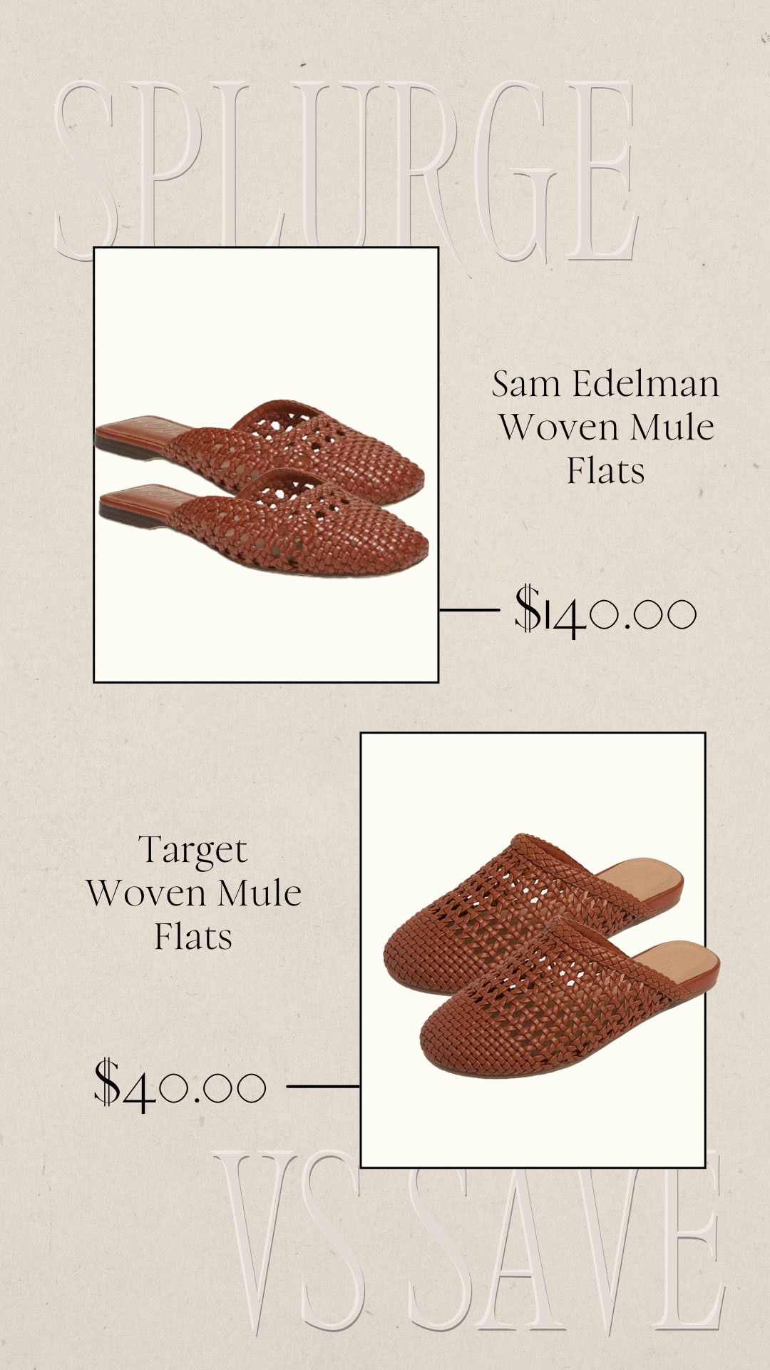 Splurge vs Save | Save vs Splurge | Sam Edelman Look for Less | Mule Flats 

 #LTKSeasonal