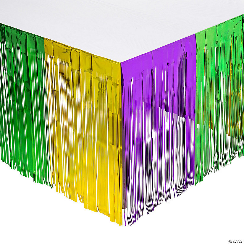 Mardi Gras Metallic Fringe Plastic Table Skirt | Oriental Trading Company