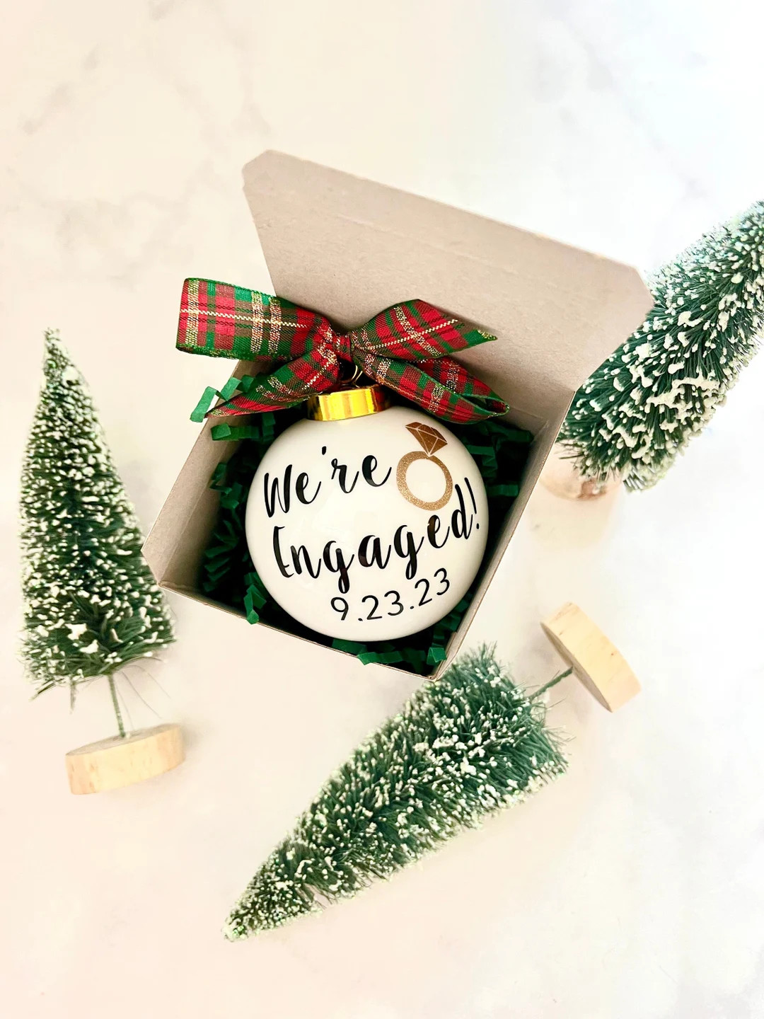 Engagement Ornament, We're Engaged Ornament, Engagement Gift, Engagement Party Gift, Glass Christ... | Etsy (US)