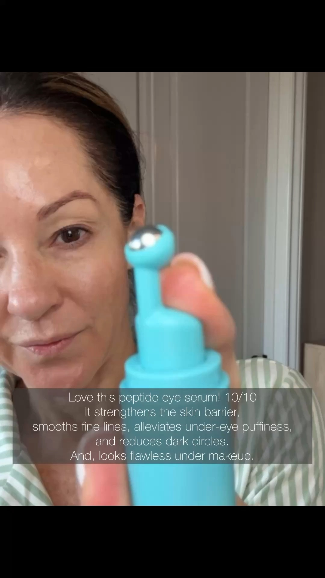 Save 20% code BRIGHTEYES20 thru 4/30  I love this serum! It is fantastic for mature eyes! I use it in the morning instead of using an eye cream, which can pill and cake underneath makeup. This works fantastic!

Multi-purpose formula that strengthens the skin barrier, smooths fine lines, alleviates under-eye puffiness, and reduces dark circles.
Cooling roller ball applicator that stimulates circulation, helps depuff, and ensures effortless, mess-free application.
Lightweight gel texture absorbs quickly without stickiness. Can be layered under any of our eye creams.
Creates a smooth base that layers beautifully under makeup with no pilling.
This is a naturally scented product.
@Eight Saints  

#LTKBeauty #LTKOver40 #LTKselfcare