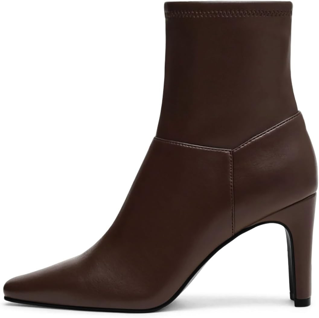 Coutgo Womens Ankle Boots Chunky High Heel Square Toe Zipper Dress Booties | Amazon (US)