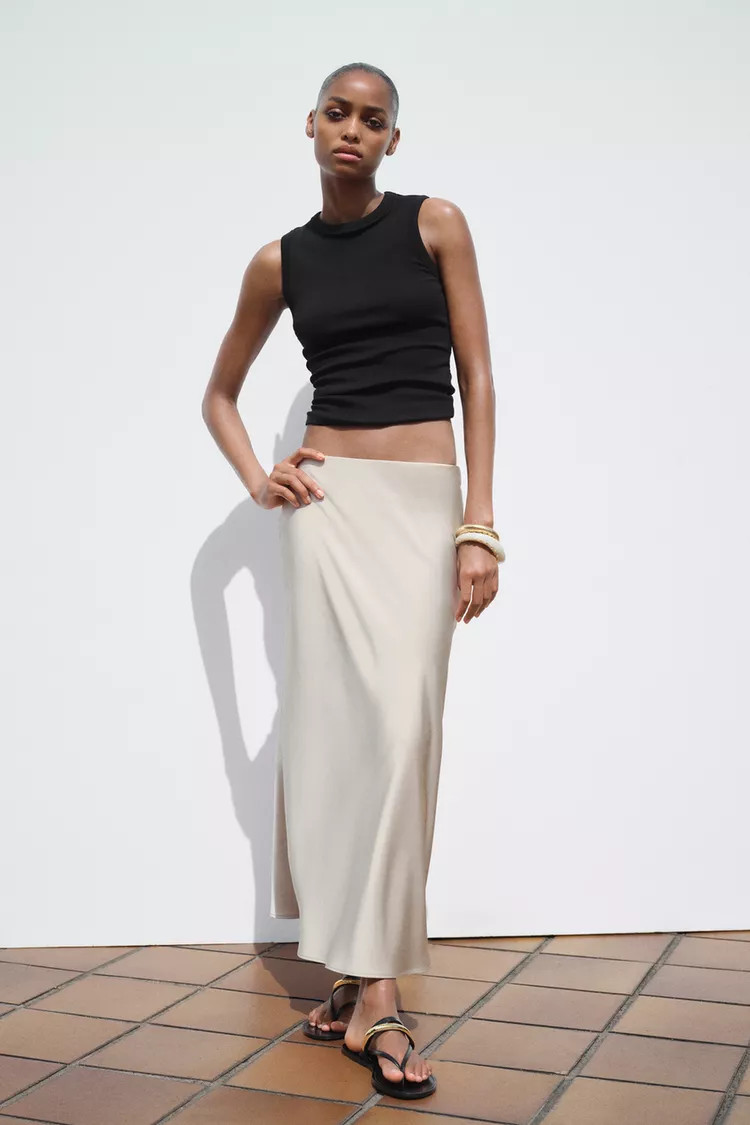 SATIN MIDI SKIRT | Zara US