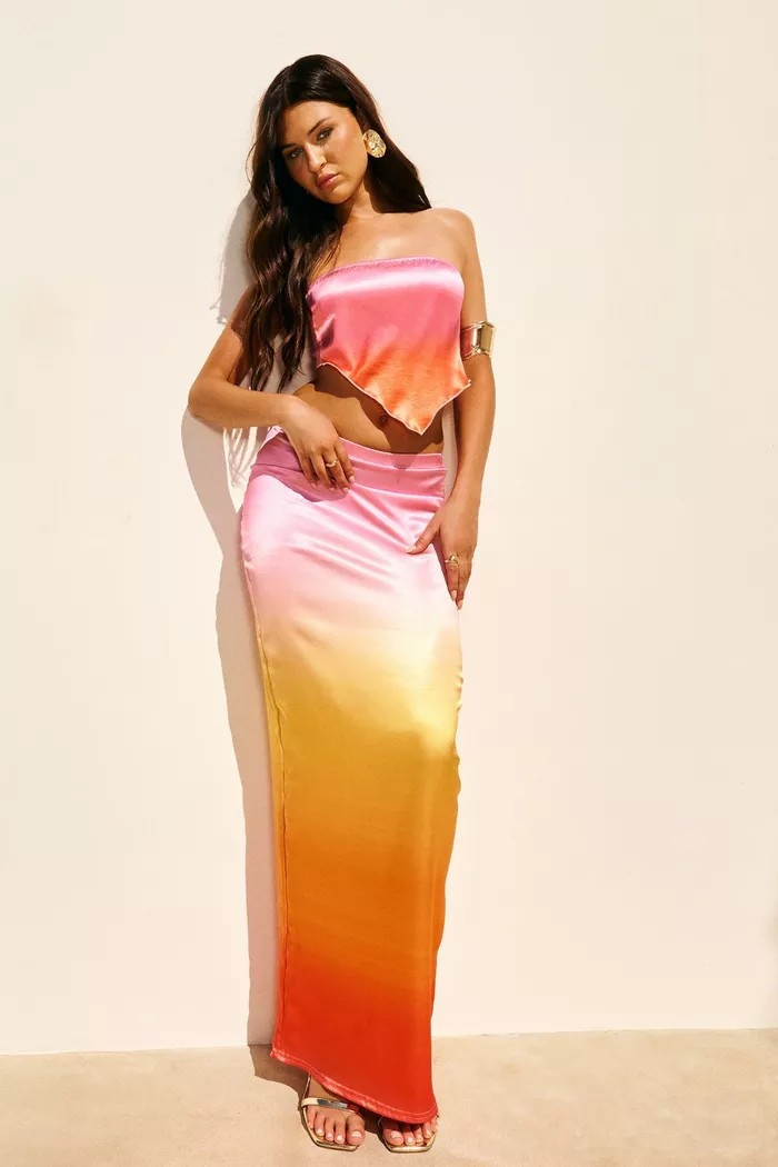 Ombre Satin Maxi Skirt | boohoo (US & Canada)