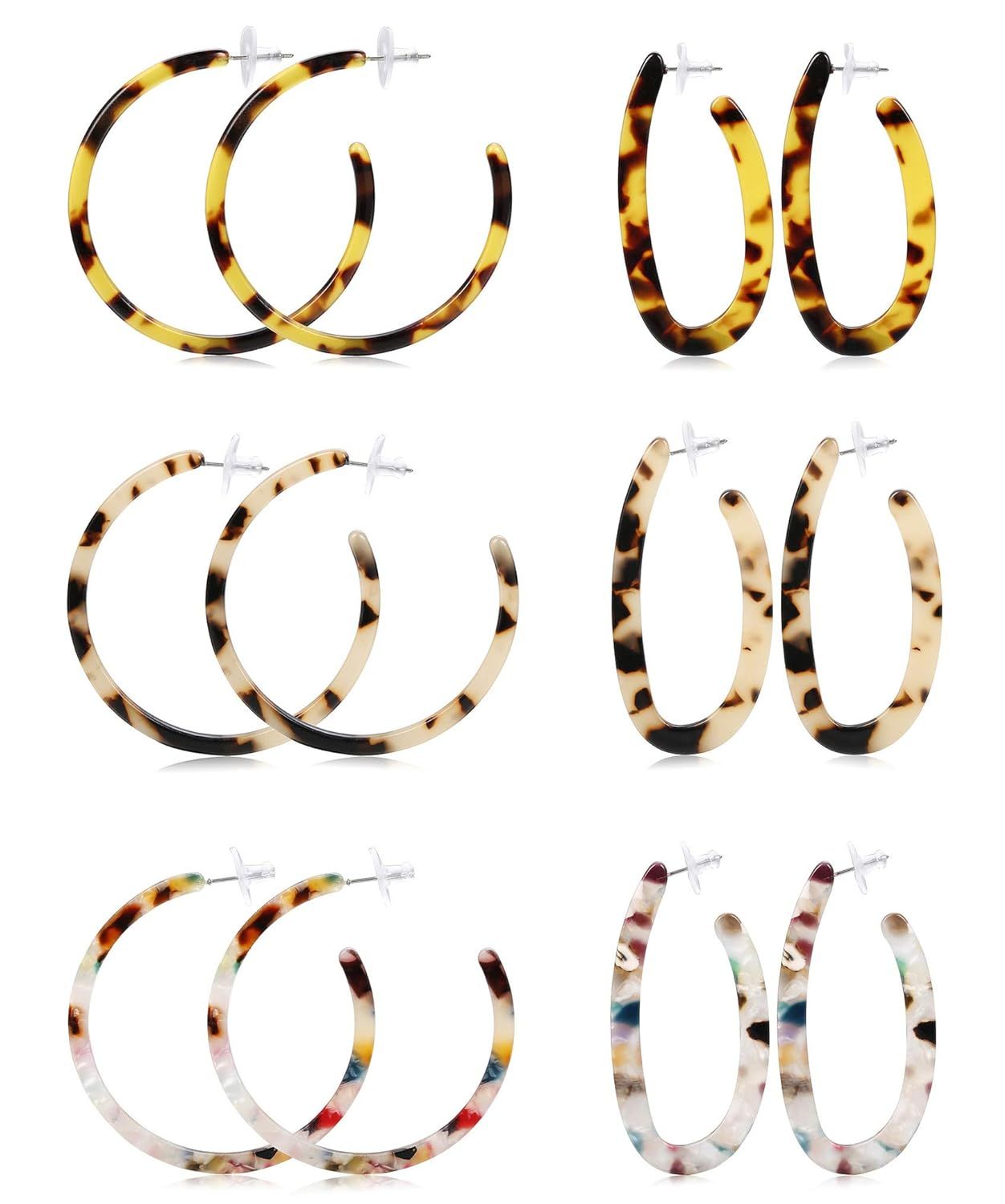 LOLIAS 4-9 Pairs Acrylic Hoop Drop Statement Earrings for Women Resin Fashion Jewelry | Amazon (US)