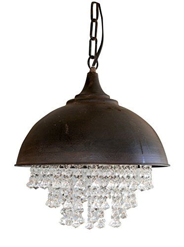 Creative Co-Op DA2838 Antiqued Bronze Pendant Chandelier with Hanging Crystals | Amazon (US)