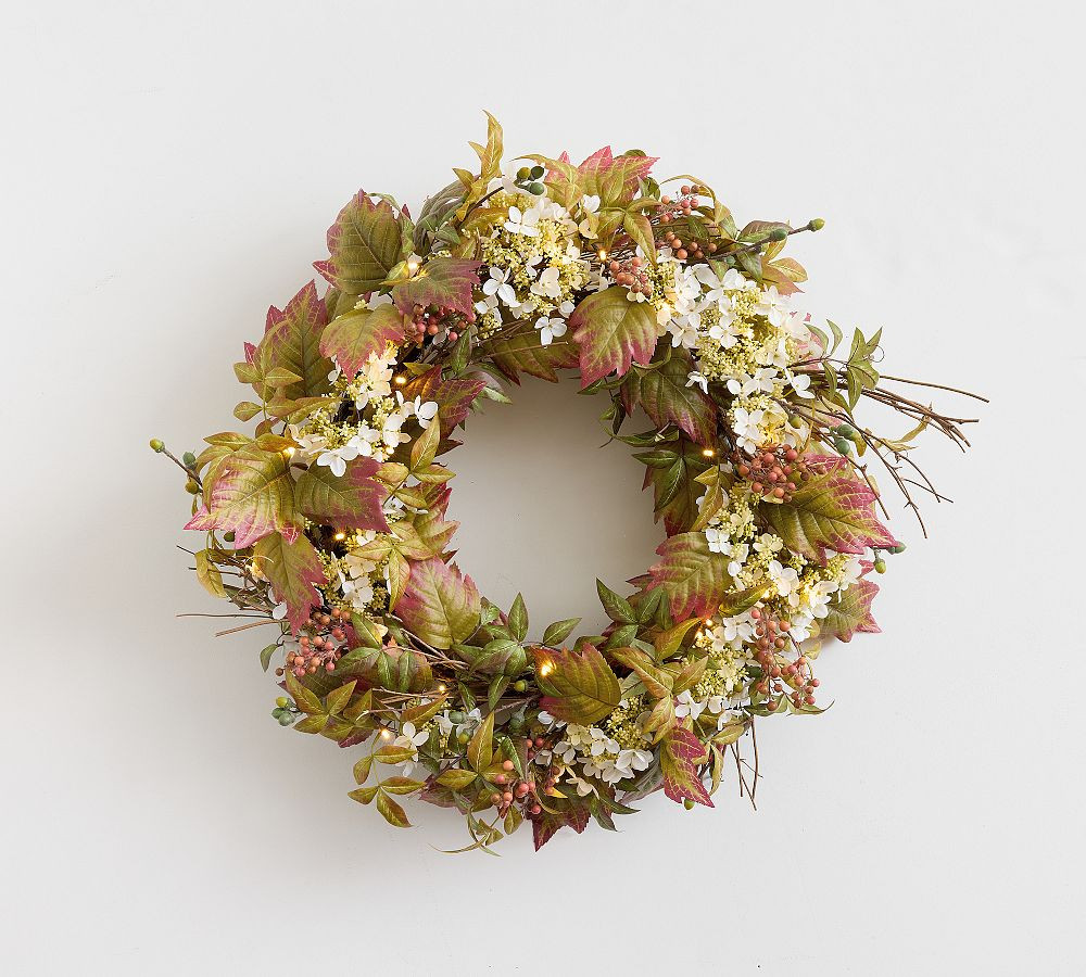 Faux Oak Leaf and Hydrangea Wreath & Garland | Pottery Barn (US)