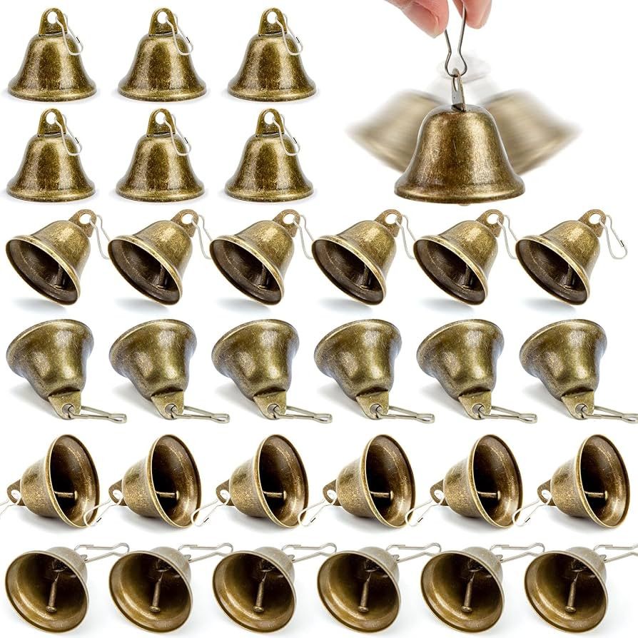 MCPINKY 34PCS Craft Bells, Small Brass Bells with Spring Hooks Hanging for Homes, Wedding Party D... | Amazon (US)