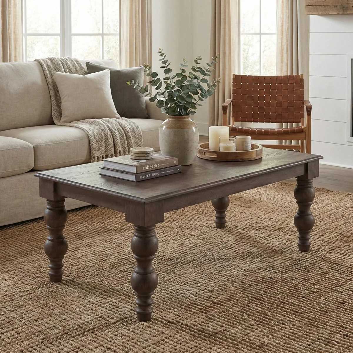 Braydan Solid Wood Coffee Table with Hand-Turned Legs \u2013 Coffee Brown | Wayfair North America