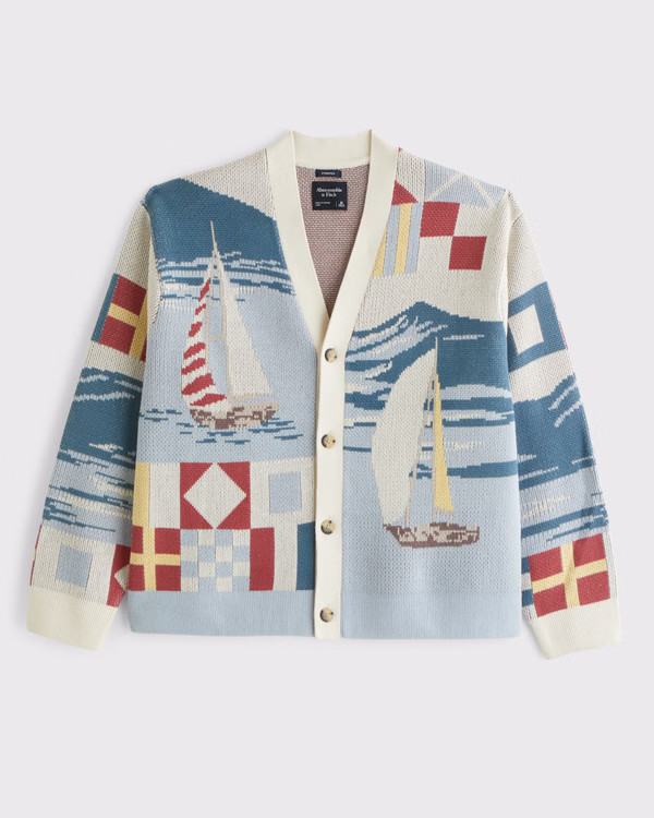 Nautical Graphic Patchwork Cardigan | Abercrombie & Fitch (US)