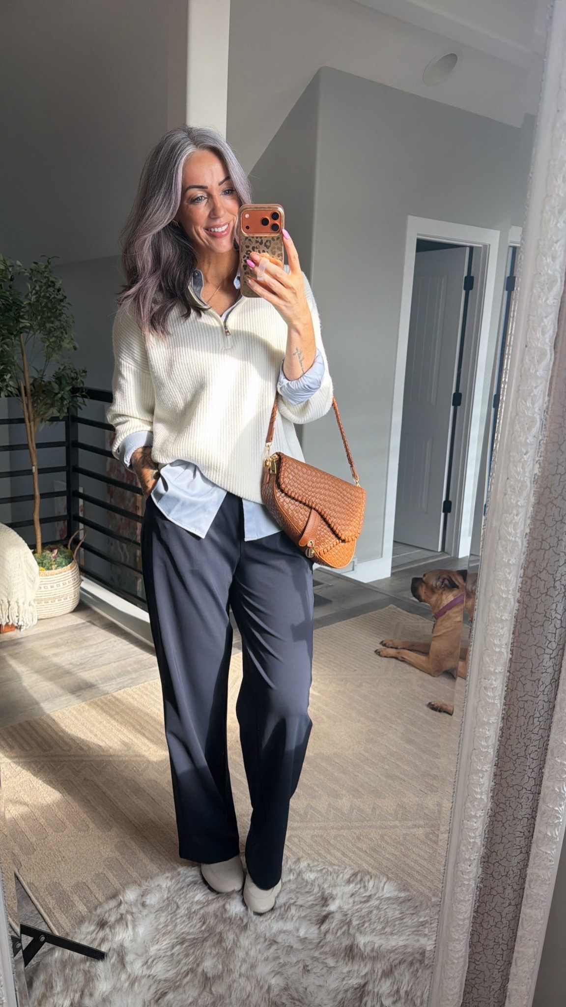 Church outfit! Pants are a look for less, wearing size M, blouse size M, and sweater size L.

#LTKOver40