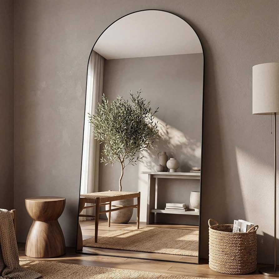 Antok 76" x34\u201d Arched Full Length Floor Mirror, Black Aluminum Frame, Free Standing/Wall Mou... | Amazon (US)