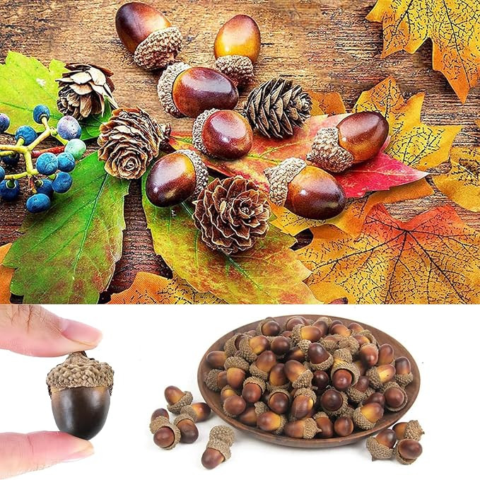 Fake Acorns for Decorations Artificial Acorn for Crafts 50pcs Lifelike Simulation Acorns for Squi... | Amazon (US)