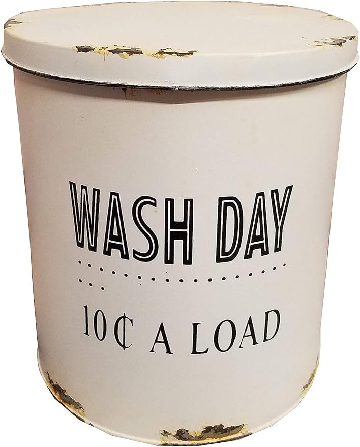 MH Vintage Metal Farmhouse Storage Container Vase Canister Distressed Cream (Wash Day Laundry Bin... | Amazon (US)