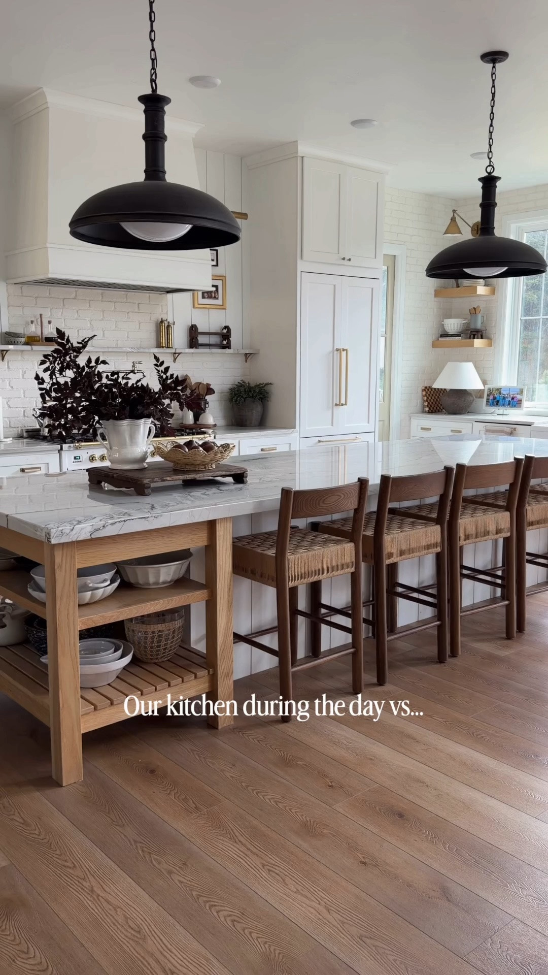 Our kitchen from day to night ✨ Cozy kitchen decor, warm kitchen lighting + all the details that make this space feel like home. 

Searchable keywords: transitional kitchen, cozy kitchen, kitchen decor, kitchen design, neutral kitchen, warm kitchen, luxury kitchen, designer kitchen, kitchen island, white oak kitchen, marble kitchen, brass kitchen, kitchen lighting, pendant lights, fall kitchen decor, cozy home, neutral home decor, transitional home, organic modern decor, designer home, home decor inspiration, kitchen inspiration, fall home decor, autumn decor, cozy fall home, designer look for less, fall, autumn

#LTKHome #LTKSaleAlert #LTKSeasonal