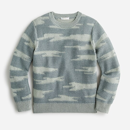 Kids' jacquard crewneck sweater in camo | J. Crew US