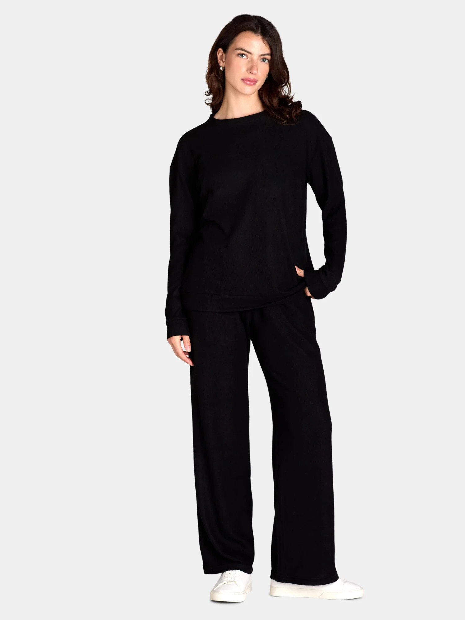 Lissome Women’s Brushed Ribbed Oversized Top and Pants Lounge Set, 2-Piece, Sizes S-3X | Walmart (US)
