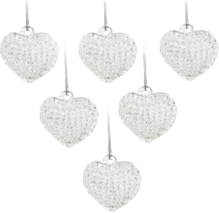 4E’s Novelty Clear Glass Heart Ornaments (Set of 12) Mini Spun Glass Heart Shaped Ornaments for... | Amazon (US)