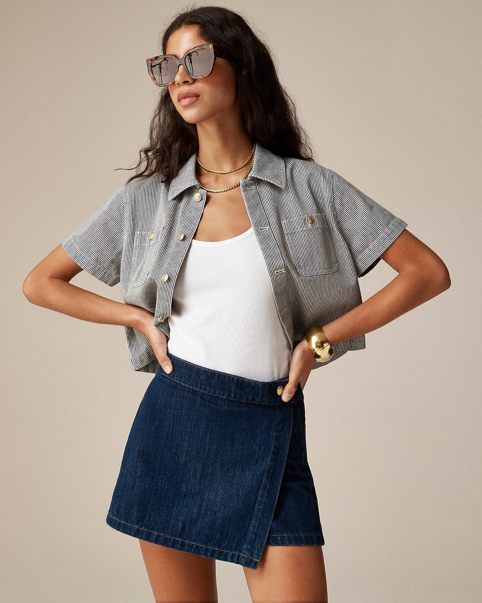 Denim skort in Rinse wash | J. Crew US