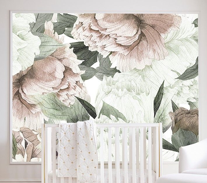 Anewall Blush Floral Wallpaper | Pottery Barn Kids