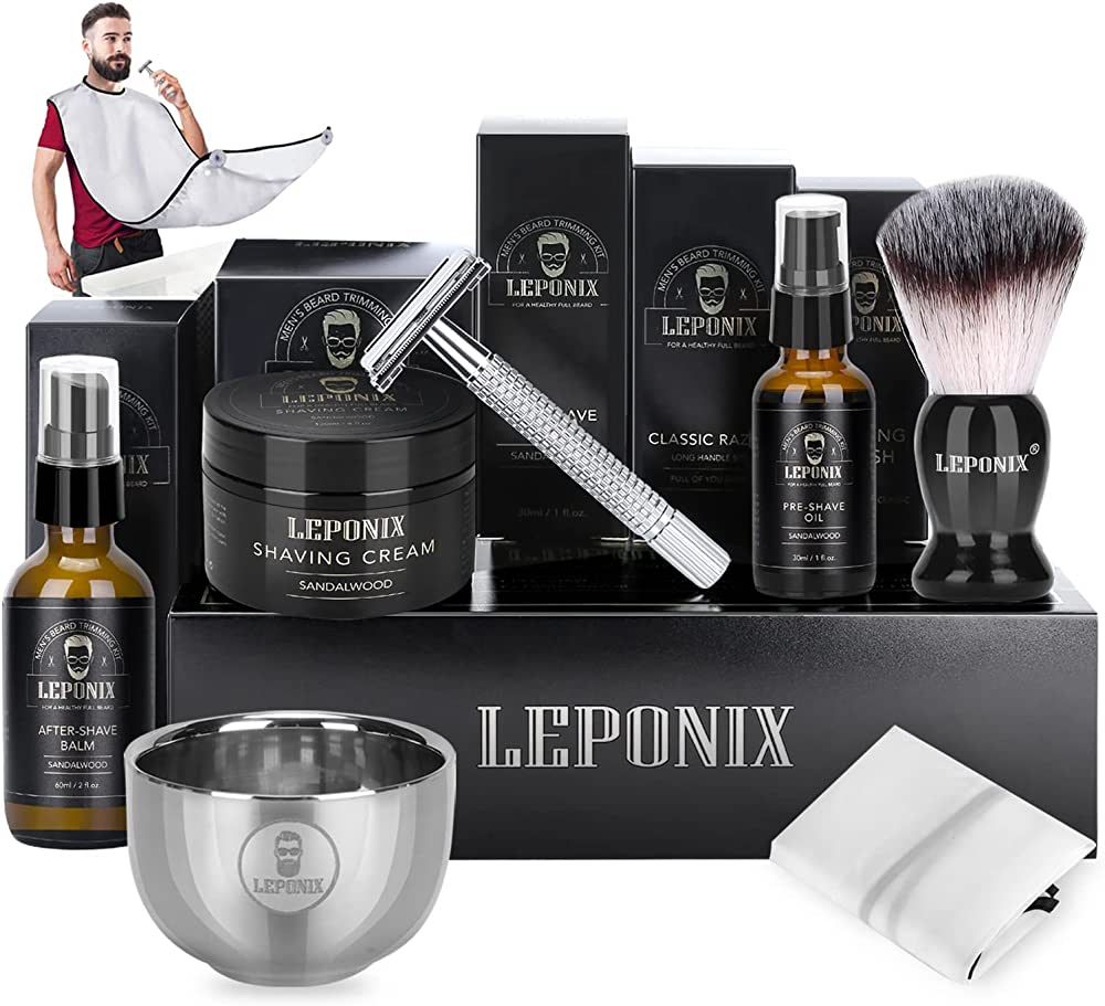 Shaving Kit for Men, Include Safety Razor, Sandalwood Shaving Cream, Mens aftershave, Pre Shave O... | Amazon (US)