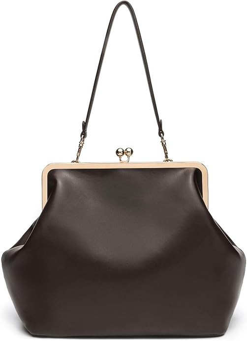 Kisslock Bag for Women Kiss Lock Purses and Handbags Leather Kisslock Shoulder Purse Trendy Tote ... | Amazon (US)