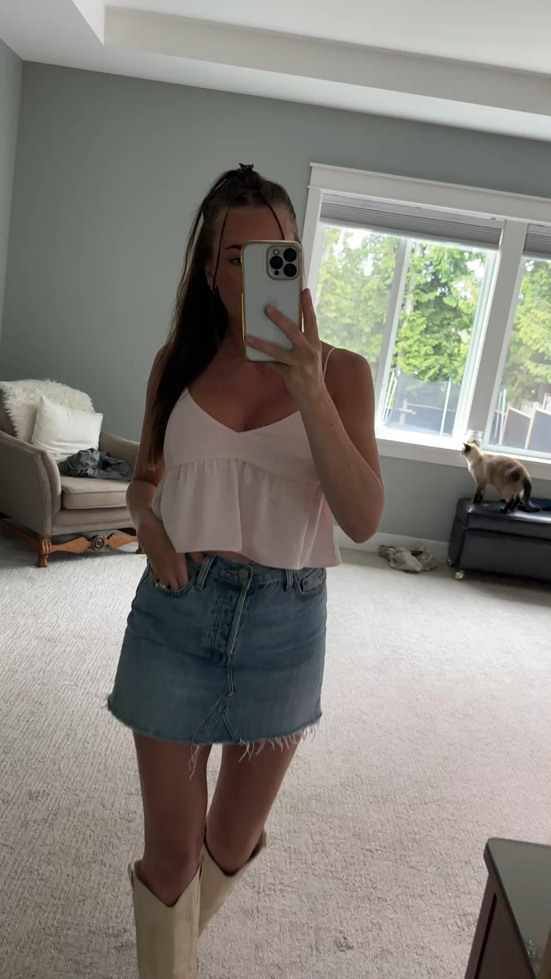 Top is older from aritzia - linked similar 

Denim skirt / concert outfit / country outfit / cowboy boots outfit 

#LTKsummer #LTKcanada #LTKfestival