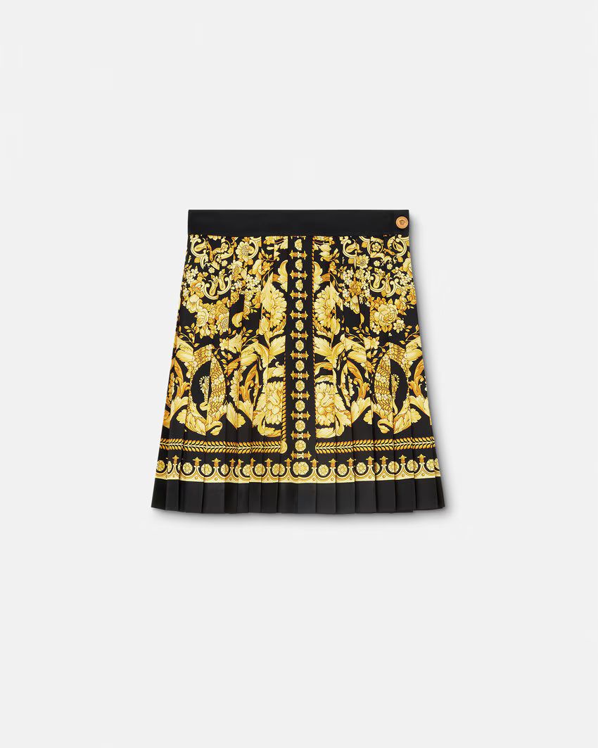 Barocco Pleated Silk Skirt | Versace (US)