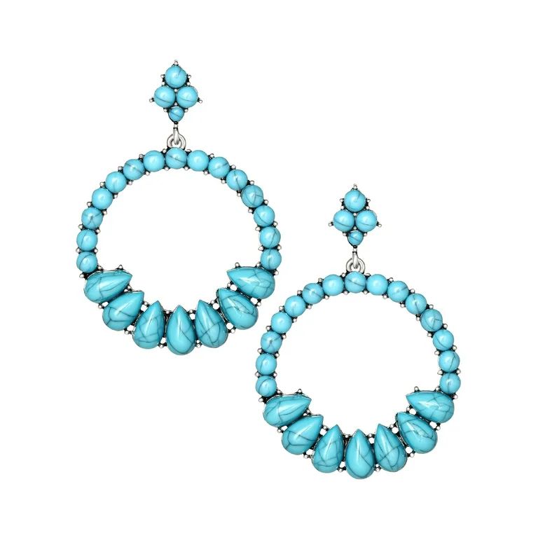 Jessica Simpson Faux Turquoise Stone Circle Drop Earring | Walmart (US)