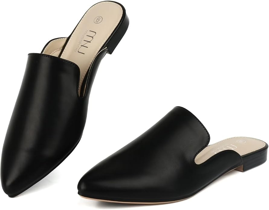 MUSSHOE Mules for Women Flats Comfortable Pointed Toe Women Mules | Amazon (US)
