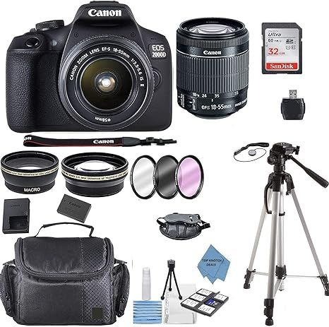 Canon EOS 2000D Rebel T7 Kit with EF-S 18-55mm f/3.5-5.6 III Lens + Accessory Bundle +TopKnotch D... | Amazon (US)