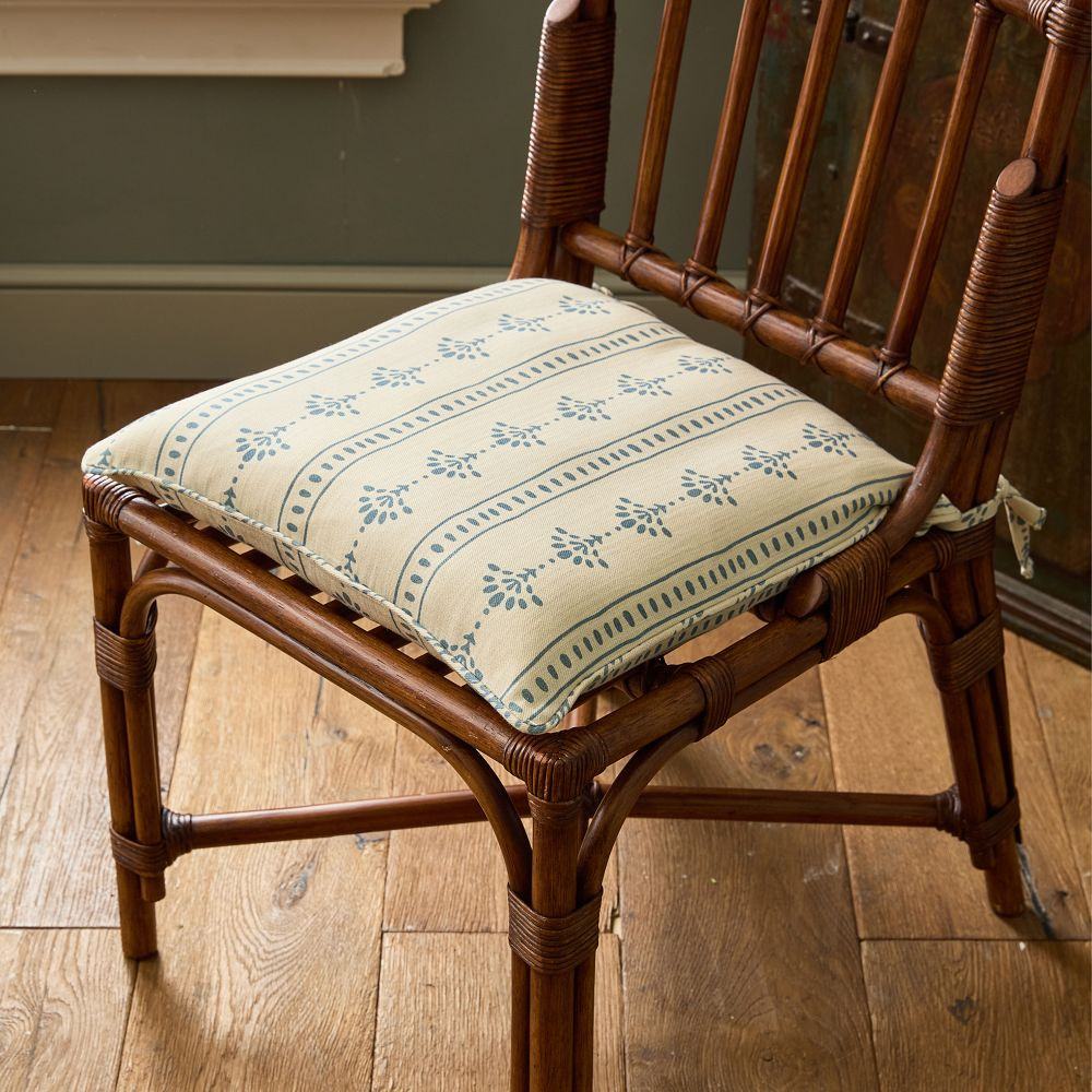 Heather Blue Floral Square Seat Cushion | GreenRow