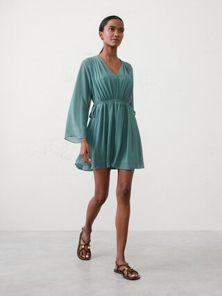 Chiffon Side-Tie Mini Dress | Banana Republic Factory