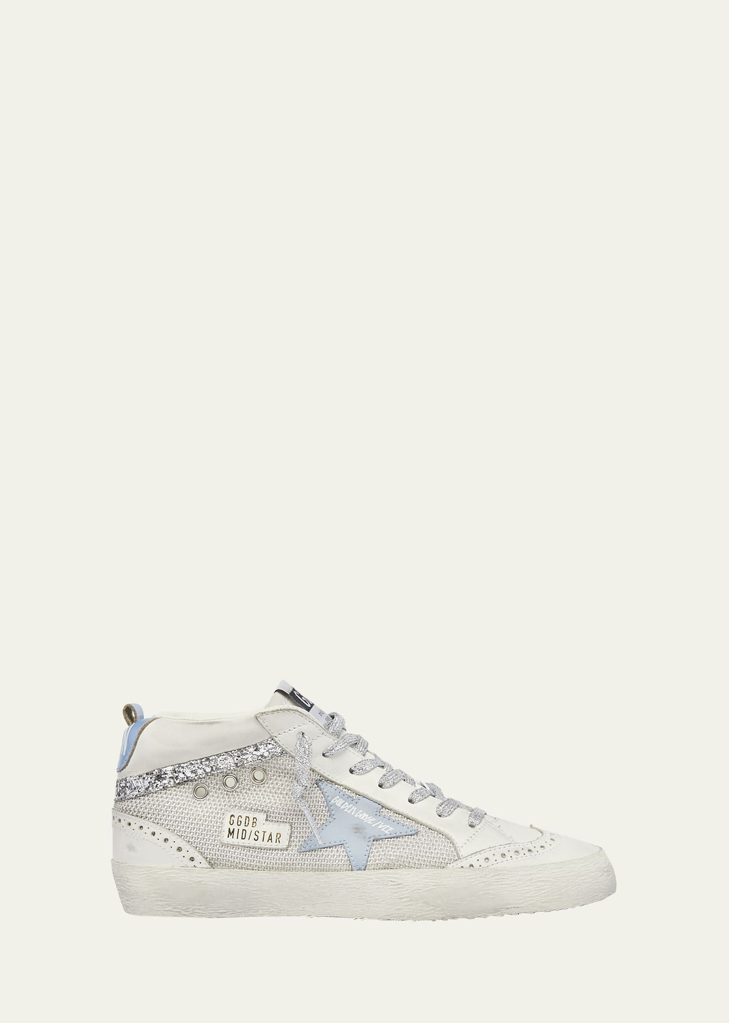 Golden Goose Mid Star Net Glitter Wing-Tip Sneakers | Bergdorf Goodman