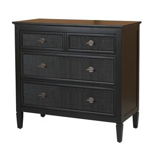 Marsden Black 3-Drawers 38 in. Cane Chest of Drawers | The Home Depot